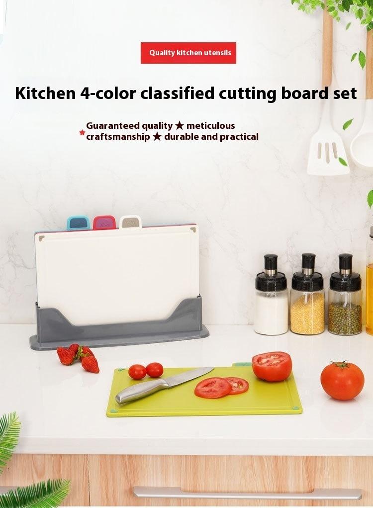 Color Coded PP Plastic Cooking Cutting Board Set Kitchen Multi Functional Chopping Boards for Fruits Vegetables Meat Dishwasher Safe Non Toxic