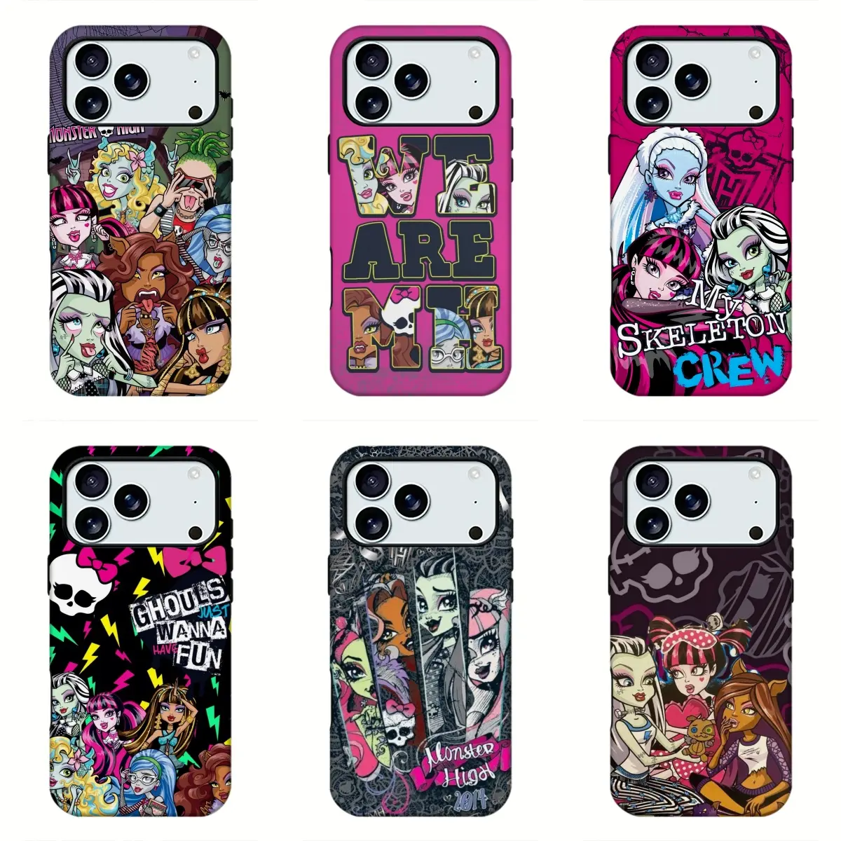 Monster High Printed Phone Case, Punk Gothic Cartoon Character Graphic Cover, Slim Shockproof Anti-Scratch Hard Shell for iPhone 11-18 Pro Max & Samsung Devices, Ideal Birthday Gift