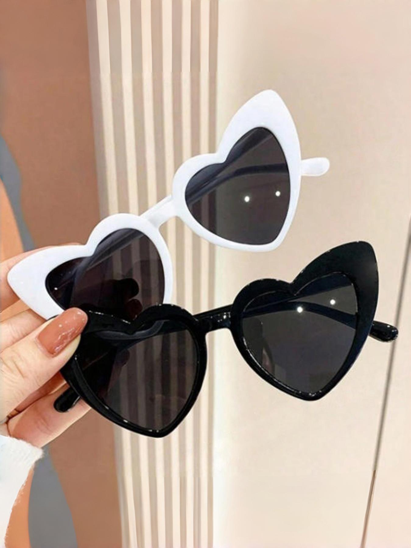 2 Pairs Women's Plastic Heart Glasses, Cute Trendy Fashion Eyewear, Versatile Casual Style, Perfect for Birthday Parties