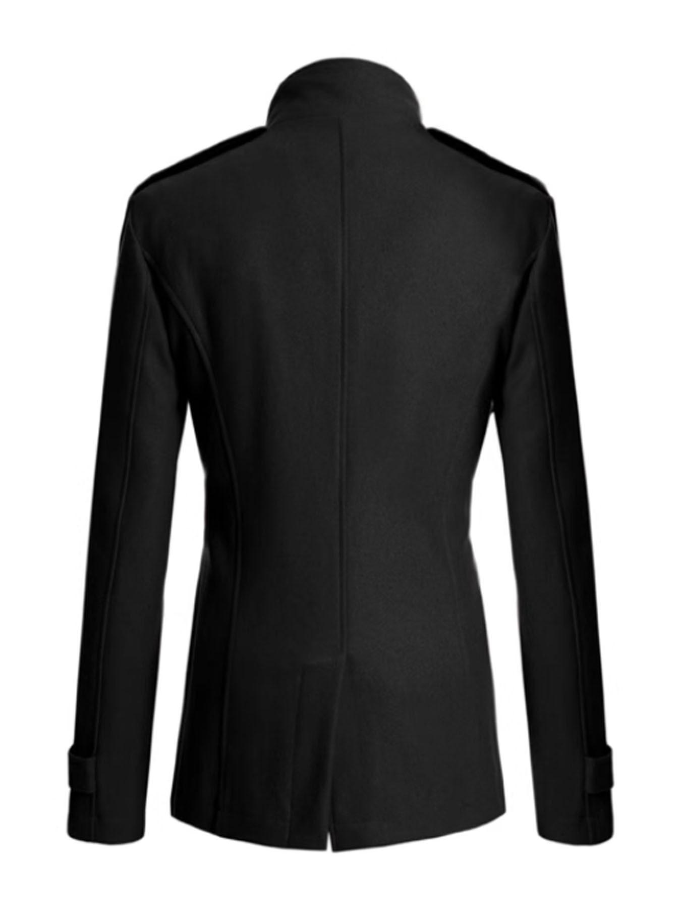 1PC Winter Men's Windbreaker Jacket with a Large Collar - Korean Style Fashion, Thick and Warm, Fashionable Standing Collar Double-Buttoned Coat Jacket, Suitable for Daily Commuting and Formal Occasions