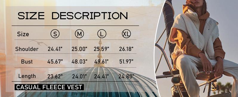 Yozazzy Women's Fuzzy Sherpa Vest Oversized Casual Sleeveless Fuzzy Fleece Vest Winter Warm Button Down Gilet Outerwear Jacket with Pockets Soft Womenswear Comfy Tops