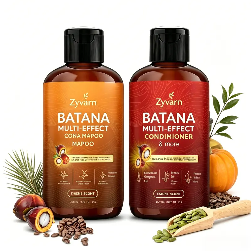 Shower Set - Batana Oil Shampoo & Conditioner - 8 in 1 Organic Hair & Scalp Care Nourishing Scalp Set - Hair Growth, Moisturizing, Anti Frizz, Strengthening- Repair Shampoo Conditioner Hair Care Products (2 x 100 mL)