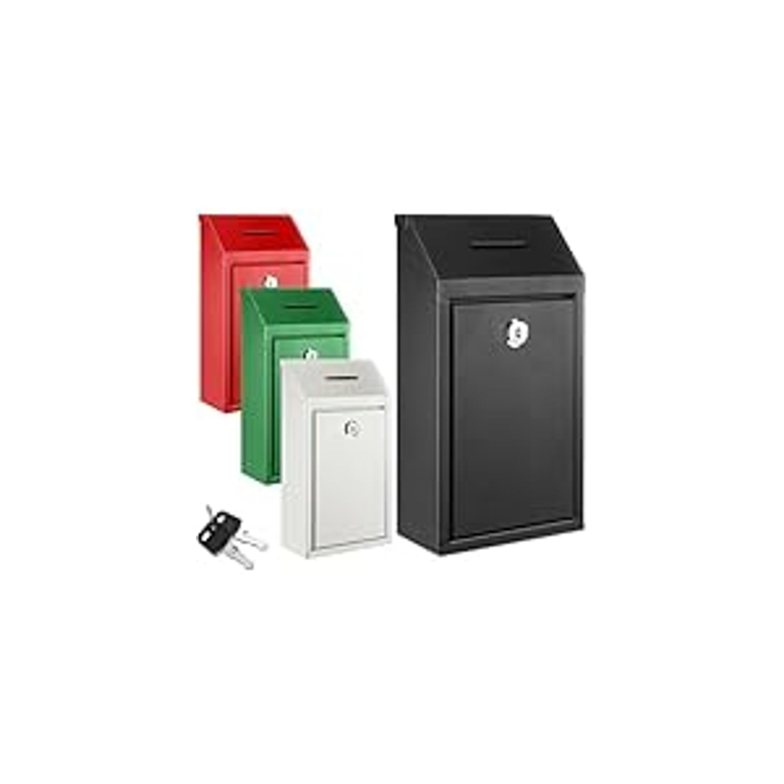 Metal Lockable Donation Cash Box - Money Safe for Cash, Security Lock Box with Key Lock, Confidential Money Drop Container, 1x Black Mailbox with Nail-Hook Installation, Pre-Punched Holes, Wall-Mounted, for Friends, Neighbors (10.24x5.71x2.95in), Wall Mou Metal Lockable Donation Cash Box - Money Safe for Cash, Security Lock Box with Key Lock, Confidential Money Drop Container, 1x Black Mailbox with Nail-Hook Installation, Pre-Punched Holes, Wall-Mounted, for Friends, Neighbors (10.24x5.71x2.95in), Wall Mou