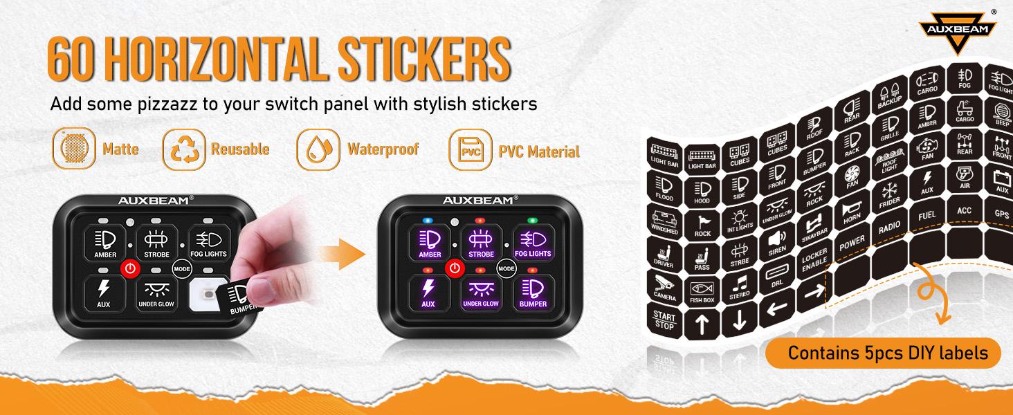 AUXBEAM RA60 RGB Switch Panel, Toggle/ Momentary/ Pulsed Mode Supported Switchboard Lighting