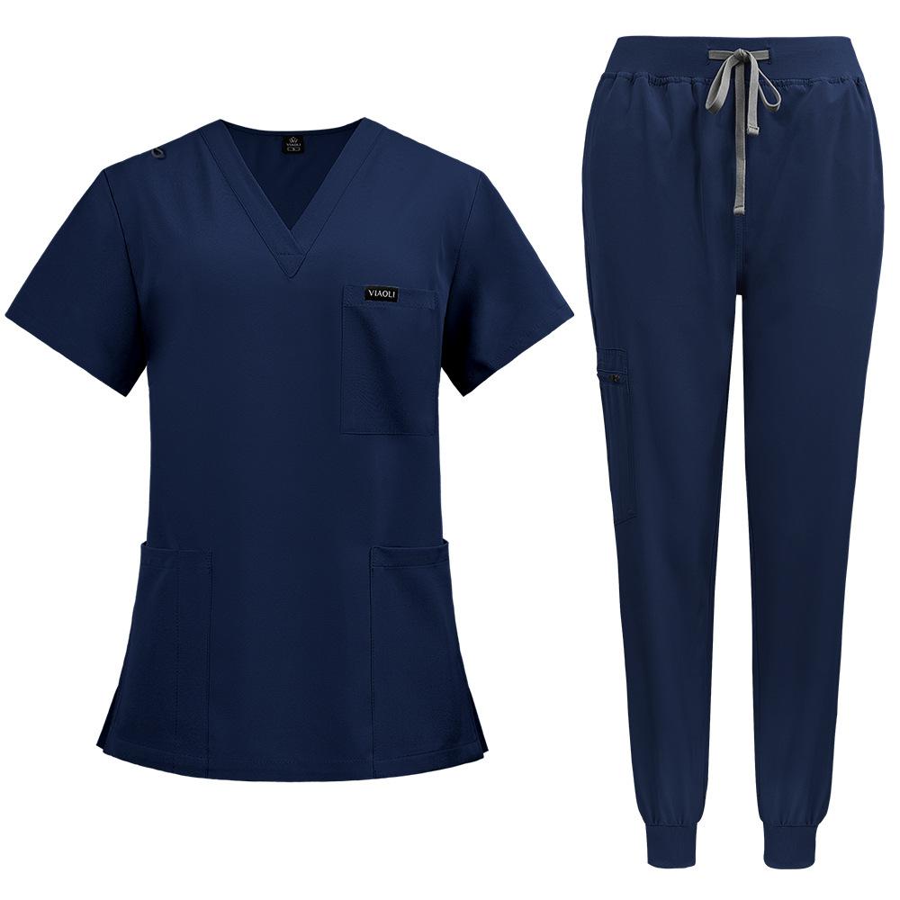 Comfortable Leisure Care Center Daily Practical Work Clothes Set Women Unisex Doctor Hospital Uniform Top Jogger Pants Veterinary Nursing Uniforms