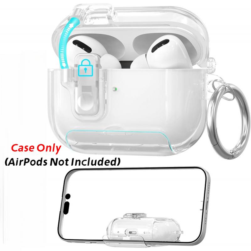 Clear Lock AirPods Case for AirPods 4,AirPods Pro 3 Pro 2 Pro, Heavy Duty Shockproof Protective Cover with Secure Lock, Keychain, Scratch Resistant, Wireless Charging, Case Only,back to school,back to school haul