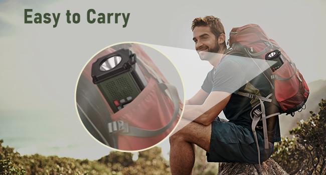 PRUNUS J-924 10000mAh/37000mWh Hand Crank Radio, AAA Batteries Powered Emergency Radio Solar, NOAA Weather Radio AM/FM/SW, USB Charging, Torch& Reading Light, SOS Alarm, Power Bank, Compass for Camping