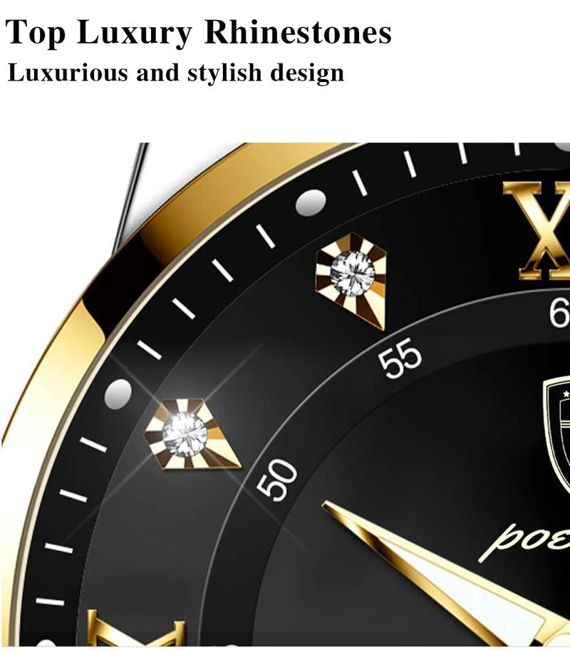 Men's Stainless Steel Analog Quartz Watch, Waterproof Luminous Display, Day & Date Function, Stylish Business Design for Daily Wear, Business Fashion Watches