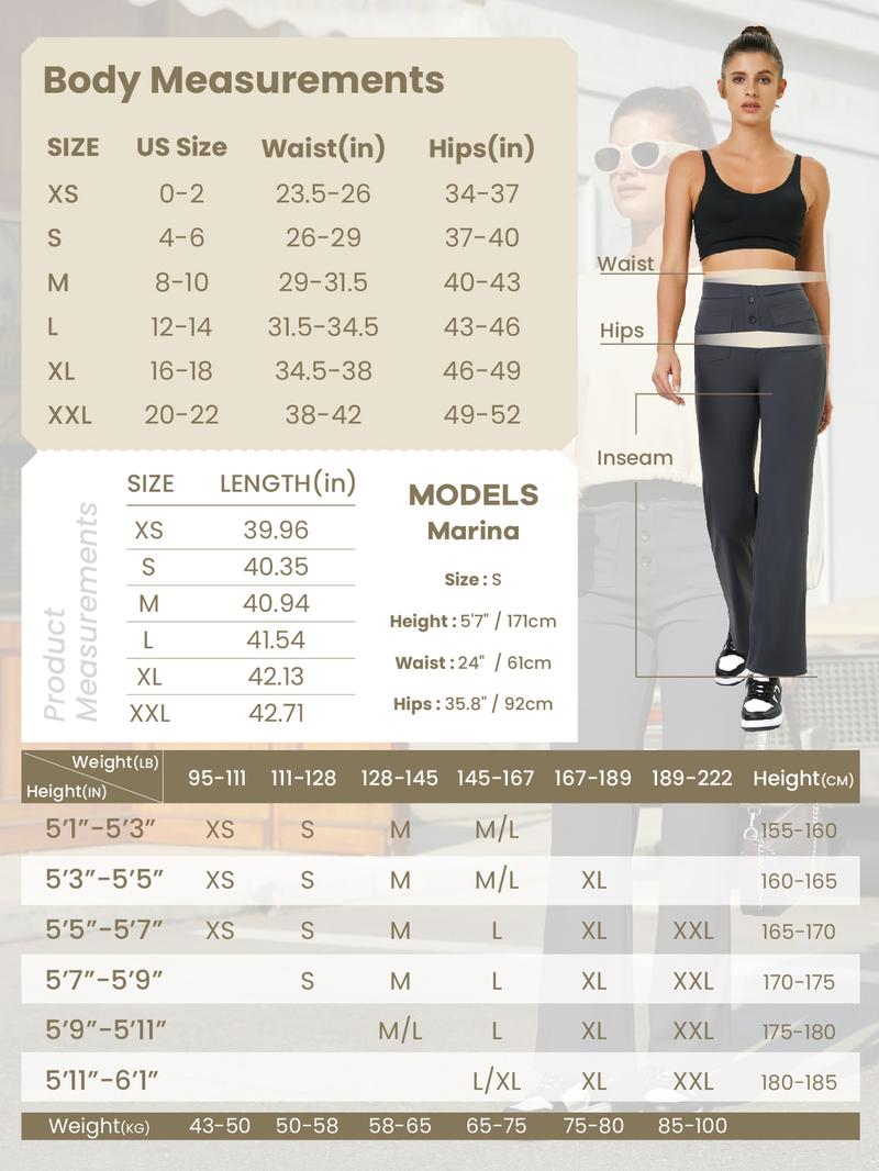 JEKAOYI Women's Straight Leg Pants High Waisted Button Stretchy Business Work Casual Trousers Multiple Pockets