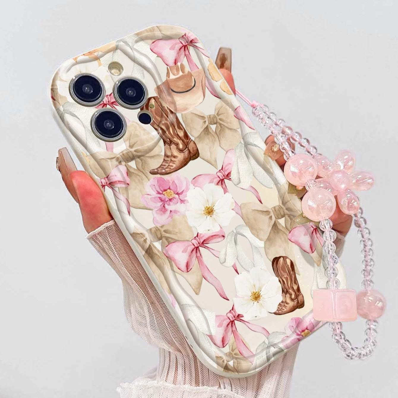 Western Cowboy Boots Flower Design Tpu Case, Shockproof Phone Cover for Apple iPhone 17 Pro Max/16/16 Pro Max/11/13/14/15, Girl's Gift
