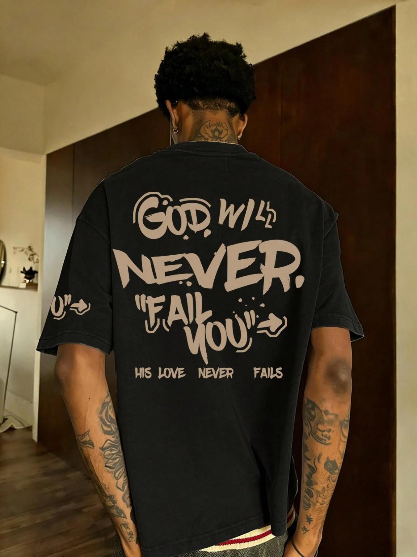 Men's Summer Letter Print Sport T-Shirt, Breathable Quick-Dry Knit Fabric, Elastic Round Neck Short Sleeve, Casual Workout Top