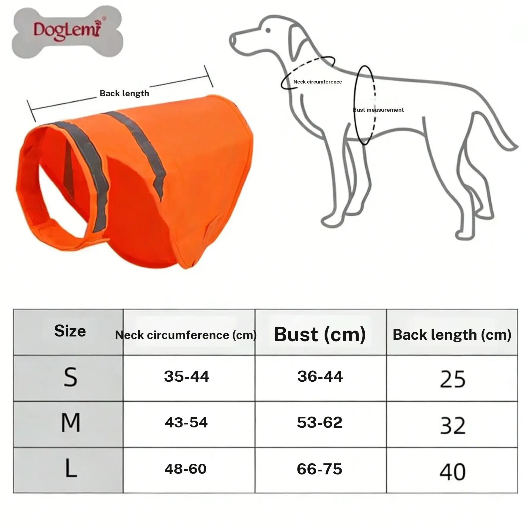 Fluorescent Reflective Dog Vest, High Visibility Safety Pet Coat, Adjustable Hook Loop Straps for Small to Large Dogs