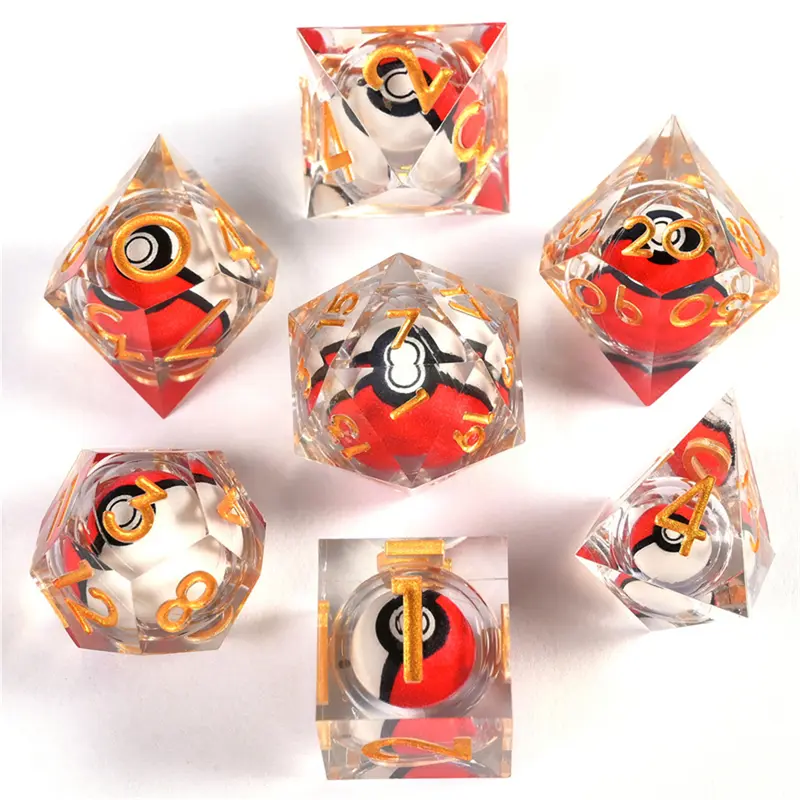 Rotating Eye Dnd Dice Set, 7 Piece Liquid Core Polyhedral Dice Game for Dungeons & Dragons Rpg, Resin Sharp Edge D&d Dice Rotating Eye Dnd Dice Set, 7 Piece Liquid Core Polyhedral Dice Game for Dungeons & Dragons Rpg, Resin Sharp Edge D&d Dice