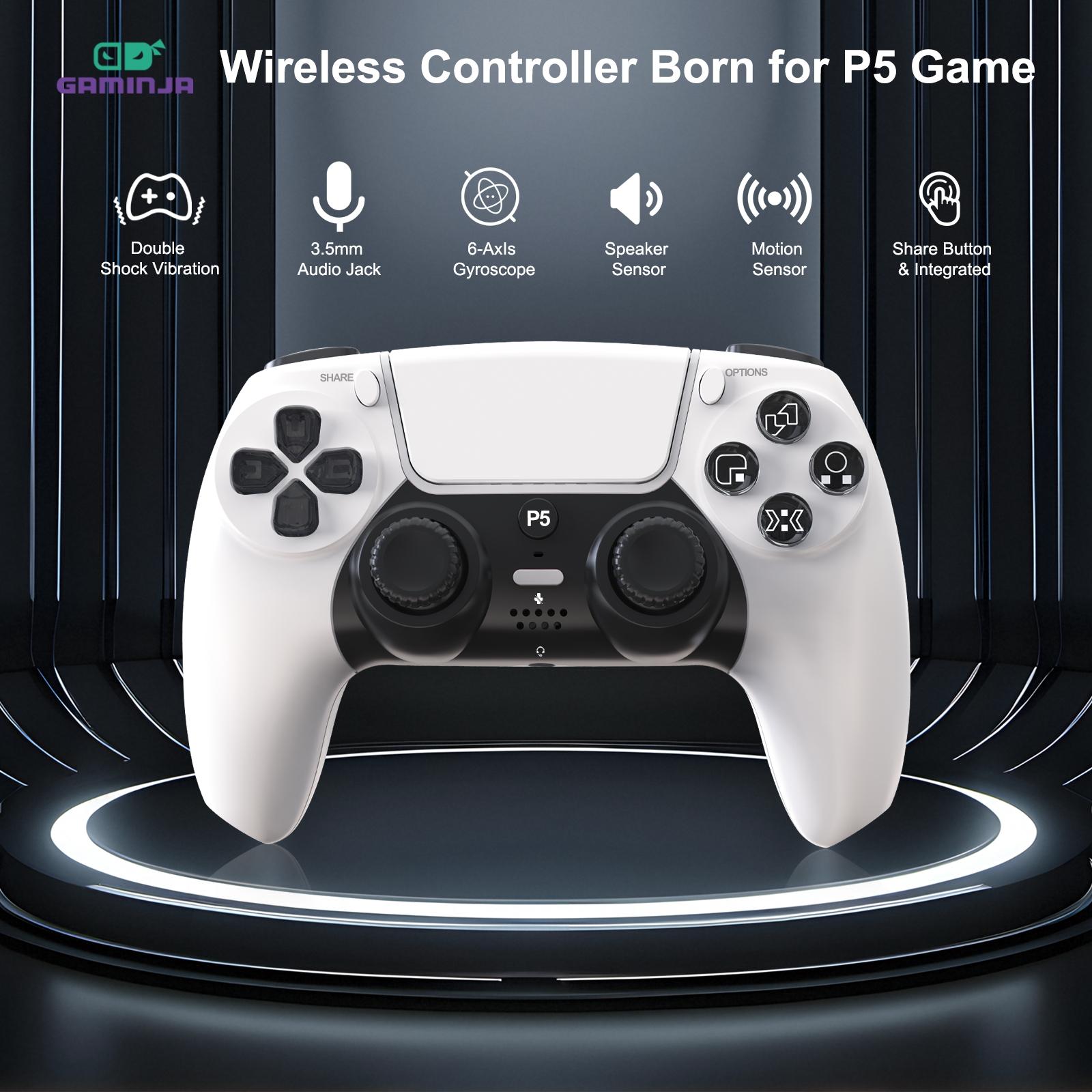 Wireless Bluetooth-compatible Game Controller for P5 Games, Hall Joystick, Dual Vibration, Headphone Jack, Ideal Gift for All Ages