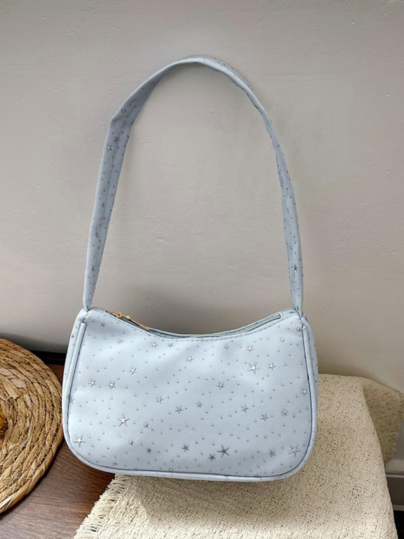 Single Shoulder Bag with Star Pattern Decoration, Simple Casual Style, Versatile and Fashionable, Pure Color Design, Perfect for Daily Use