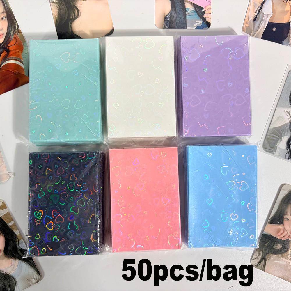 50Pcs 61x91mm Card Sleeves – Card Sleeve Protectors Premium Clear Love style PVC Fits YGO/Photocard/Sports Cards, Small Size Trading Card Holder, Durable & Scratch-Resistant, Perfect Gift Set for Collectors