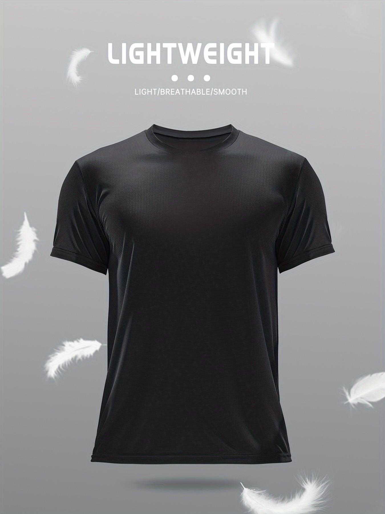 Men's Sporty T-Shirt, Quick-Dry Breathable Fitness Running Top, Casual Geometric Pattern, Loose-Fit Short Sleeve, Lightweight Moisture-Wicking