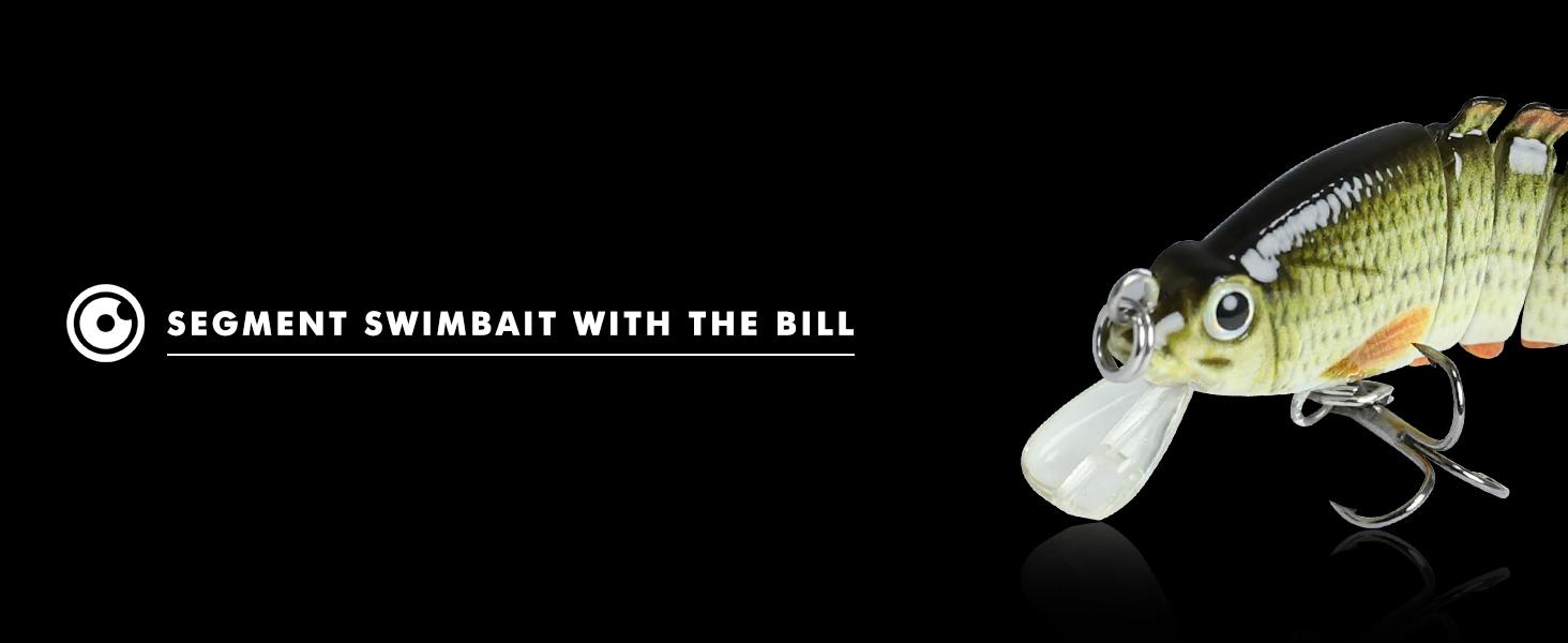 TRUSCEND Easy Catch SwimMax Lures with BKK Hooks 3D Realistic Eyes ABS Material 6 Segments for Bass Trout Walleye Ultra Sharp Treble Hooks Lifelike Fishing Baits