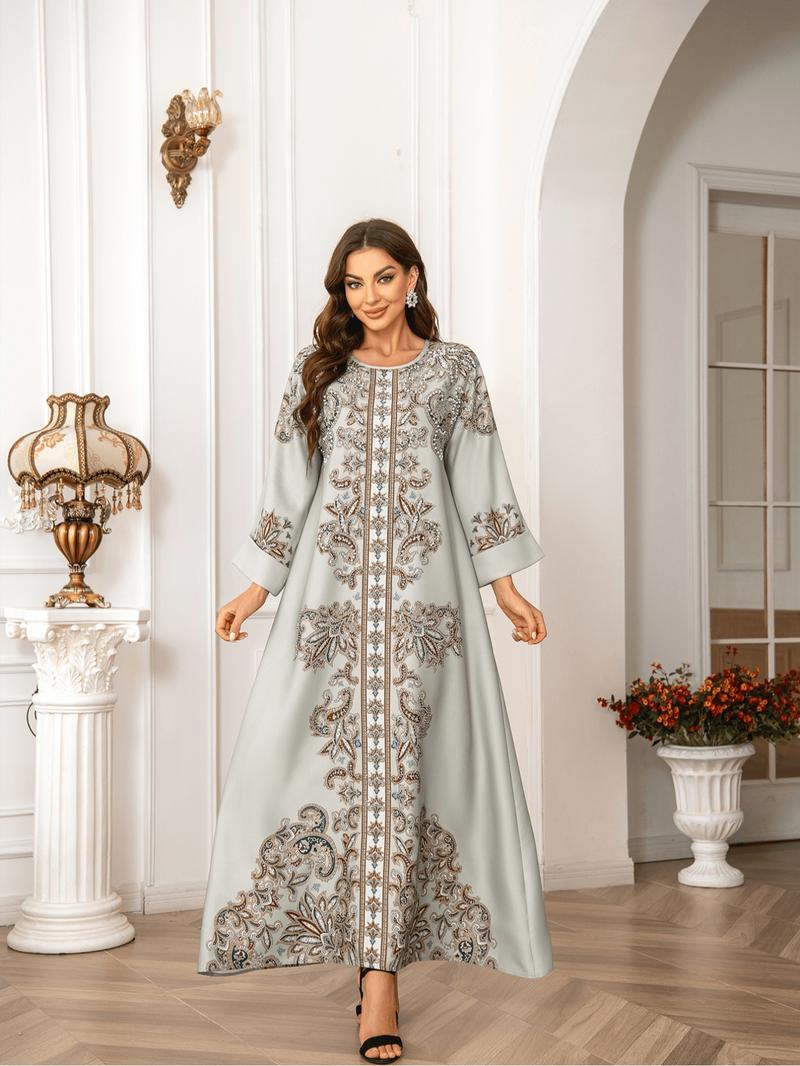 Women's Round Neck Dress, Elegant Long Sleeve Crew Neck Dress for Party Holiday Wedding, Ladies Clothes for All Seasons, Elegant Dresses