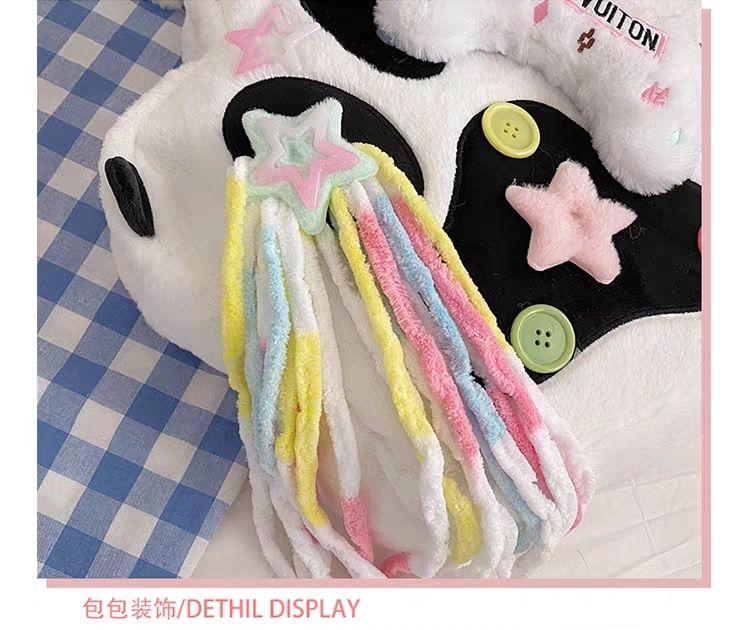 Autumn and winter sweet and cute cartoon Y2K plush cat paw bone backpack for girls, large capacity daily commuter bag, birthday gift