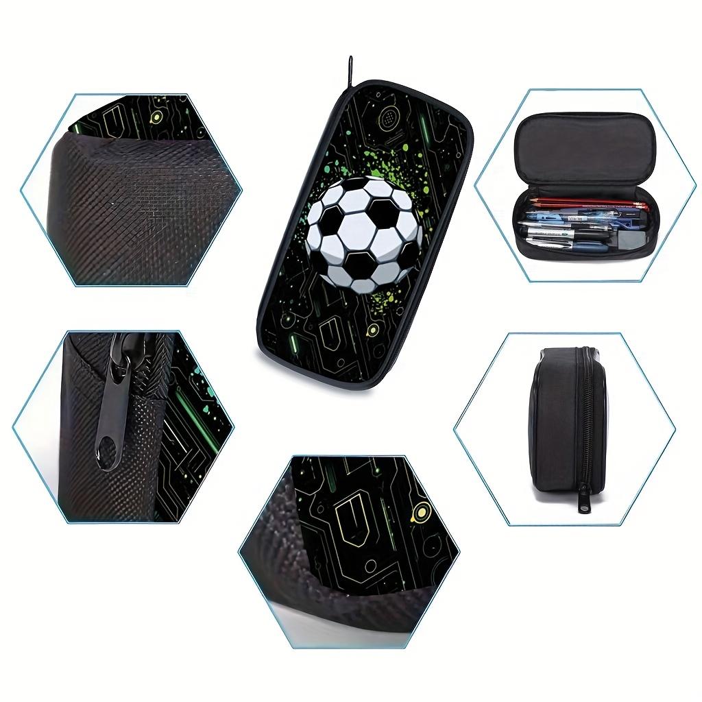 Cool Green Football Black Backpack Three-Piece Set, Large Capacity Backpack for Daily Commuting, for Teenager
