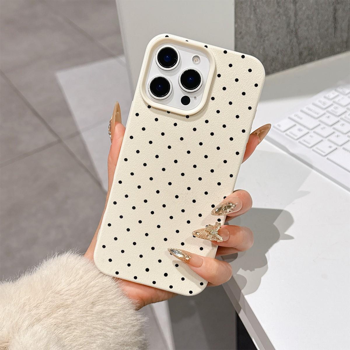 Polka Dot Print Tpu Anti-Drop Full Coverage Protective Case, Fits iPhone 11/12/13 Pro Max/14 Pro/15 Pro/iPhone 16/17 Plus