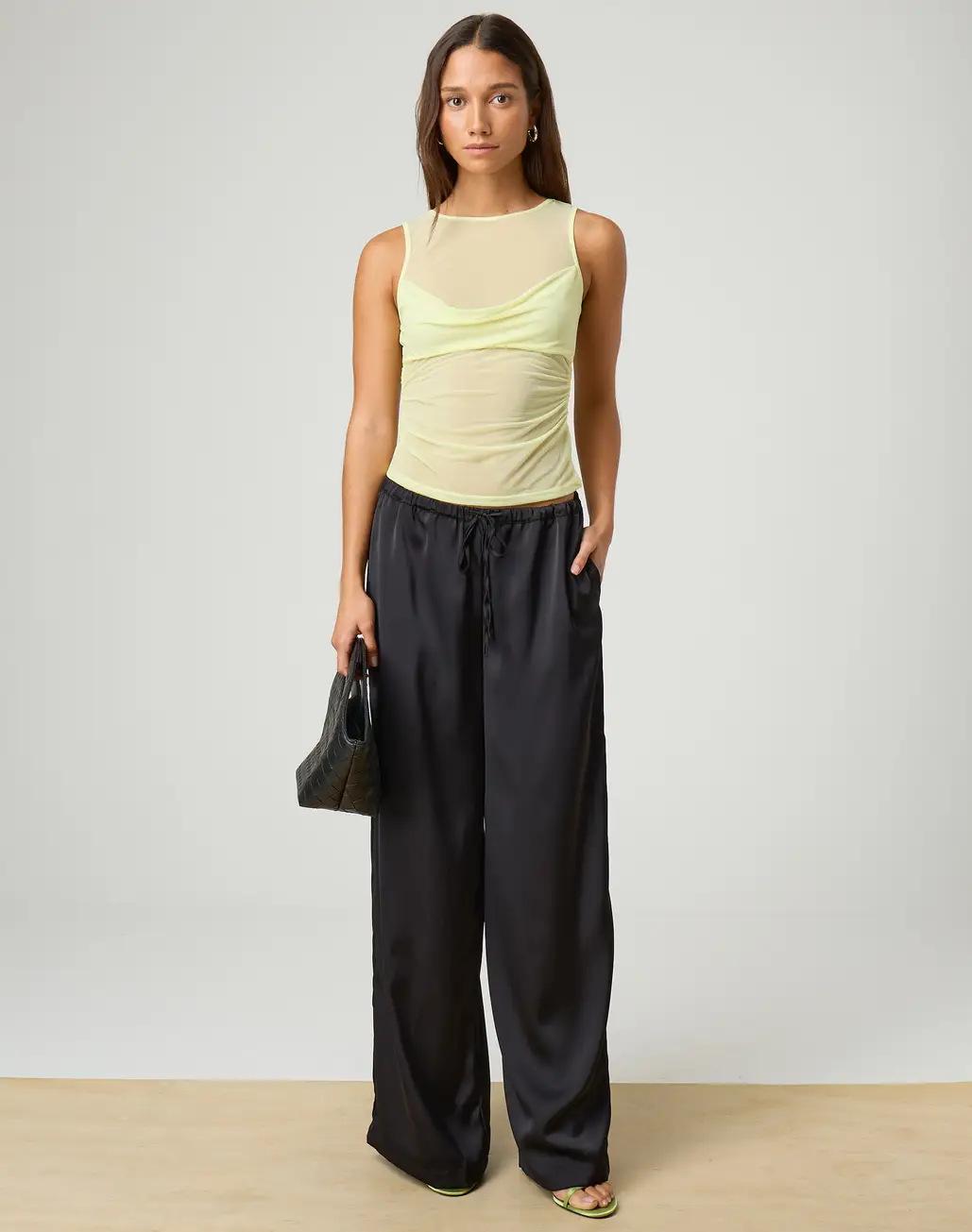 GGFL Y2K Style Black Sheer Mesh Top, Cowl Neck Sleeveless Ruched Crop Top for Party, Club.Women's Black Sheer Mesh Cowl Neck Tank Top, Sleeveless Ruched Slim Fit Crop Top for Party, Night Out