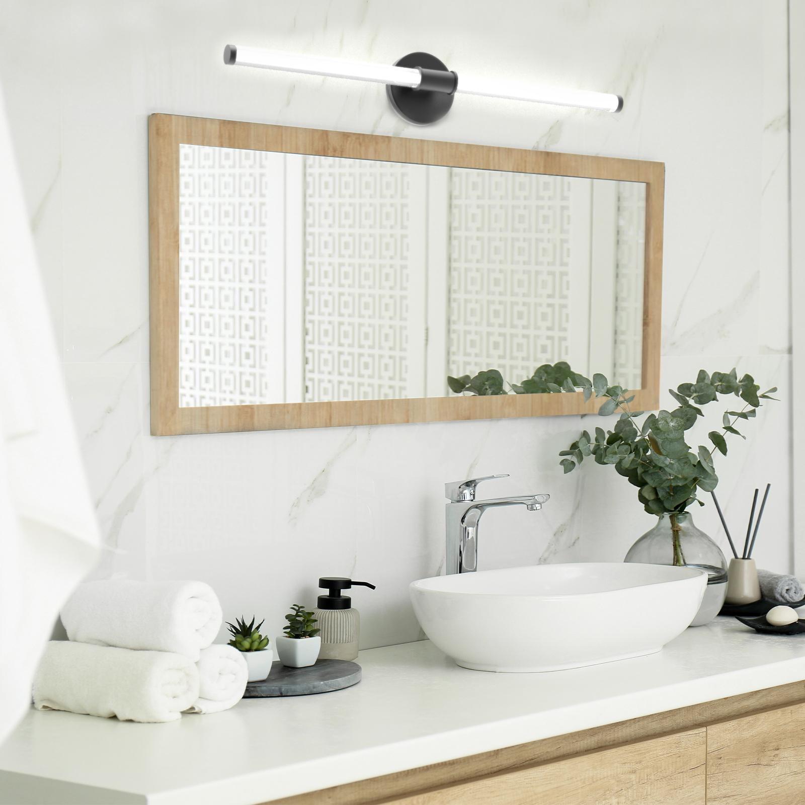 GLITGATE LED Vanity Light, 22 inch/30inch/38inch Dimmable Black and Gold Bathroom Fixture Mirror, 13 Watt/15Watt/20Watt 6000K Modern Linear Bathroom Vanity Light, 360 Degree Wall Sconce (White),Halloween, Black Friday, Christmas