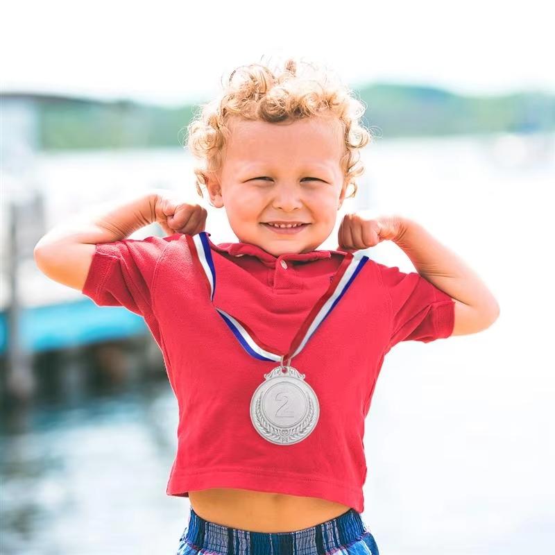Gold Silver Bronze Metal Award Medals with Ribbon, Winner Ribbons for Olympics Sports Events, Set of 1-3 Pieces, Medals For Awards, Diameter 5.1 Cm