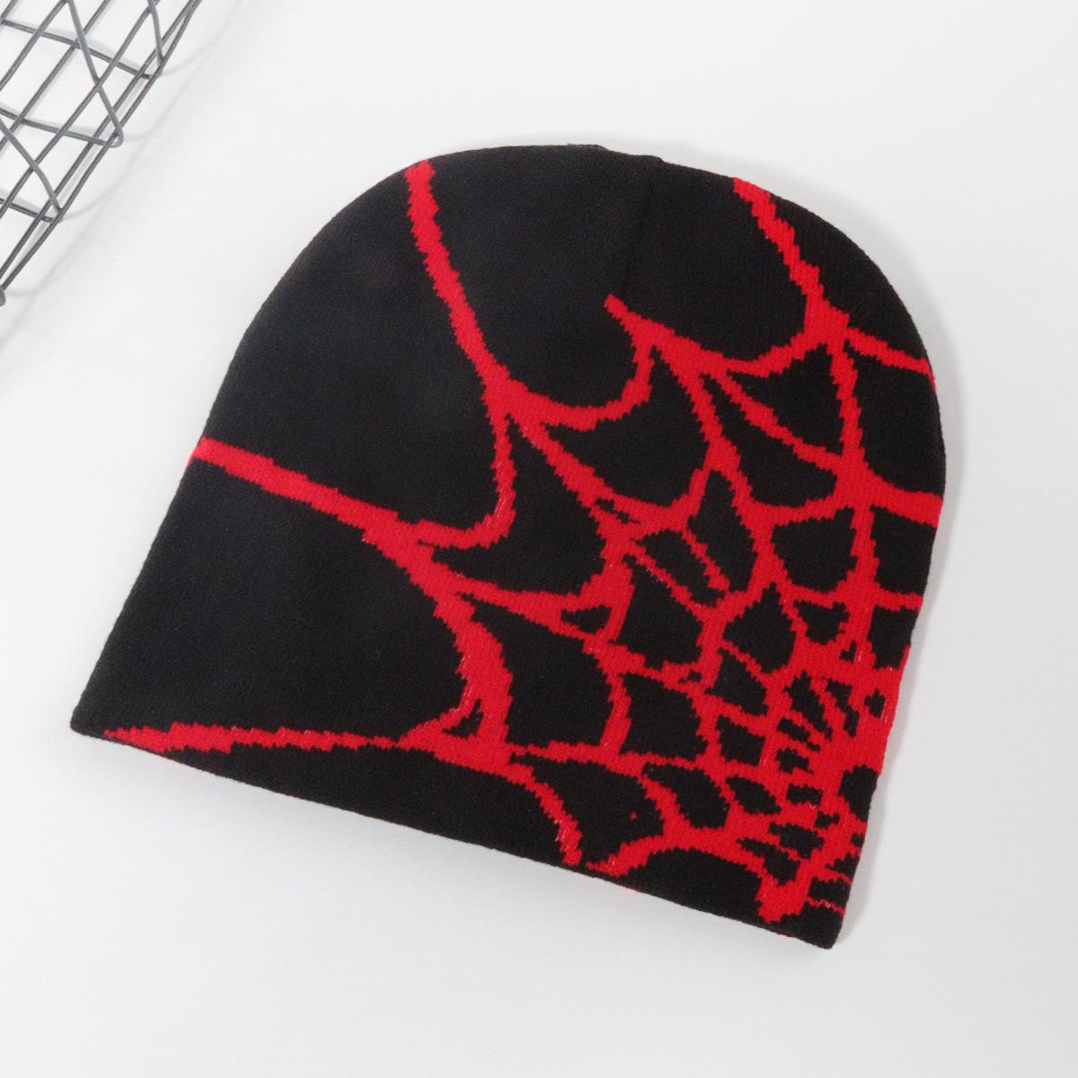 2026 New Spider Web Y2K Jacquard Knitted Beanie, European-American Trend Winter Hat, Sports & Outdoor Accessories for Women, Beanies