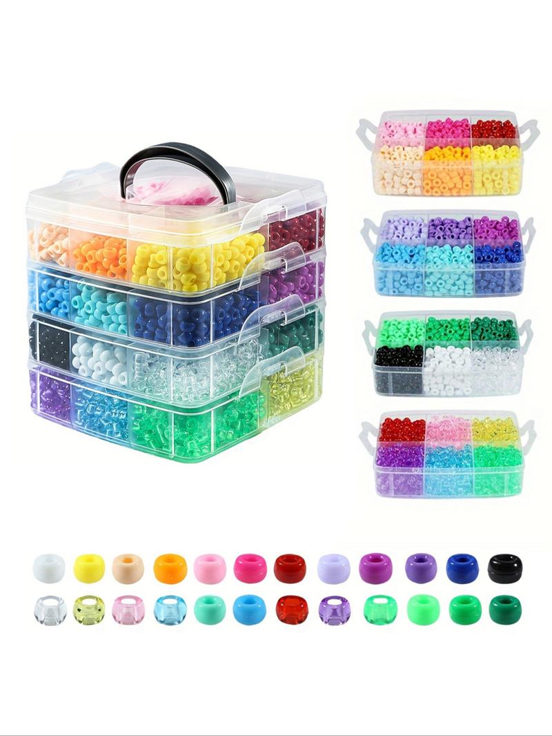 2700/3600pcs Pony Beads Jewelry Making Kit, Colorful Rainbow Hair Beads for Hair Braiding, 24-Color Friendship Bracelet Beads, Bead Assortment