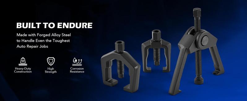 OMT 5-in-1 Heavy Duty Ball Joint Separator, Pitman Arm Puller, Tie Rod End Tool Set, Splitter Removal Kit Red/Blue/Red Black, Mutifunction Tool Set for Front End Service, Gift for men, Home car repair, Automotive Maintance