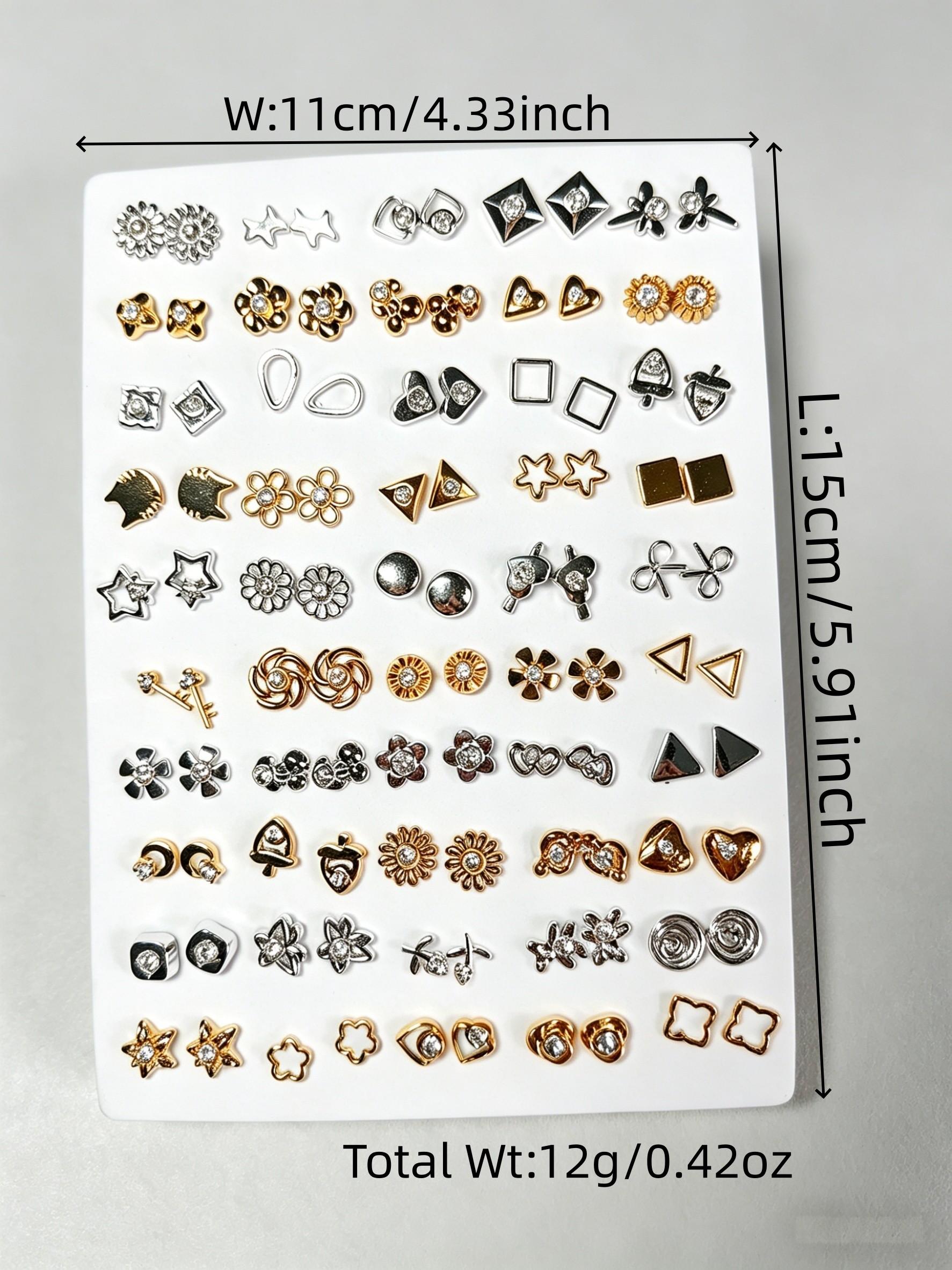 50 Pairs Minimalist Irregular Silver Ear Studs, Y2K Style, Hypoallergenic, Daily Wear, Gift Set for Women, Graduation, Anniversary