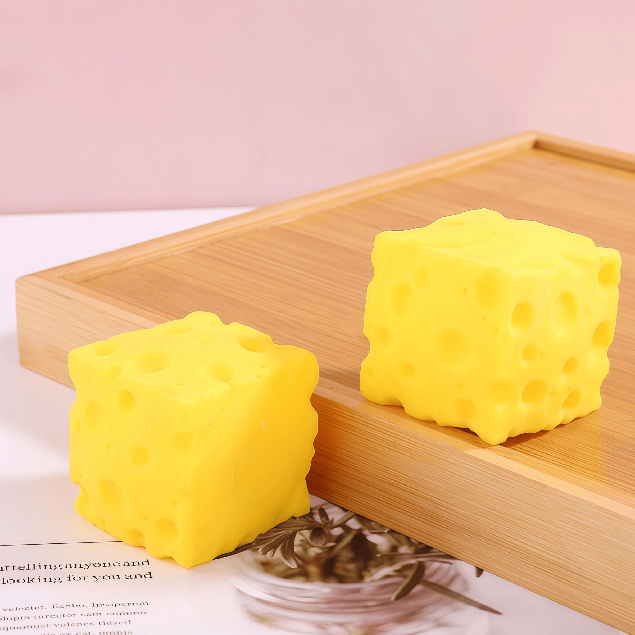 Cheese Squeeze Toy, Soft Novelty Toy, Bounce Sensory Toy, Helps Relax & Focus, Adult Sensory Cheese Toy, Food Theme Cheese Blocks, Squishies, Stress Relief Fidget