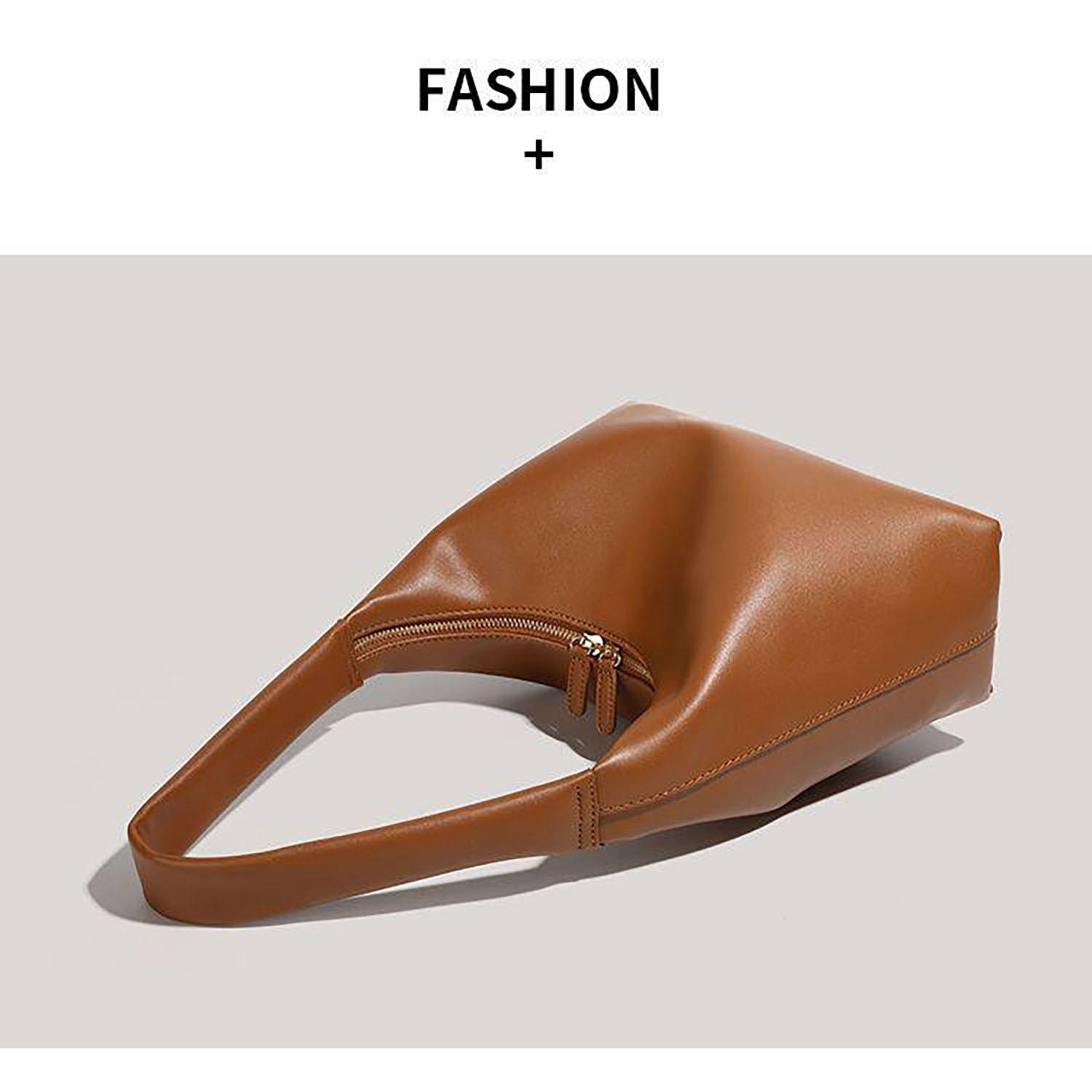 Korean Style Tote Bag, Soft Leather Durable Large Capacity, Vintage Dumpling Shape, Perfect for Commuting and Travel, Unique Design