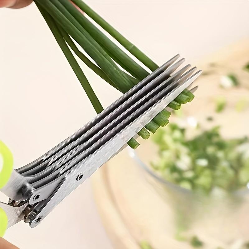 Stainless Steel Chive Scissors with Safety Cover  Multi-Purpose Kitchen Shears for Chopping Chives, Herbs, and Vegetables Ideal Home Essential