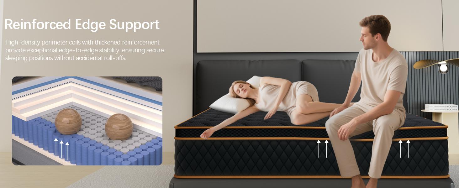 Mattress 10/12/14 Inch Twin Full Queen King Memory Foam & Spring Medium Firmness Lumbar Support for Home Rooms Hotels Boxed Halloween Christmas Gift Ergonomic Queen Size Mattress for a Romantic Night’s Sleep