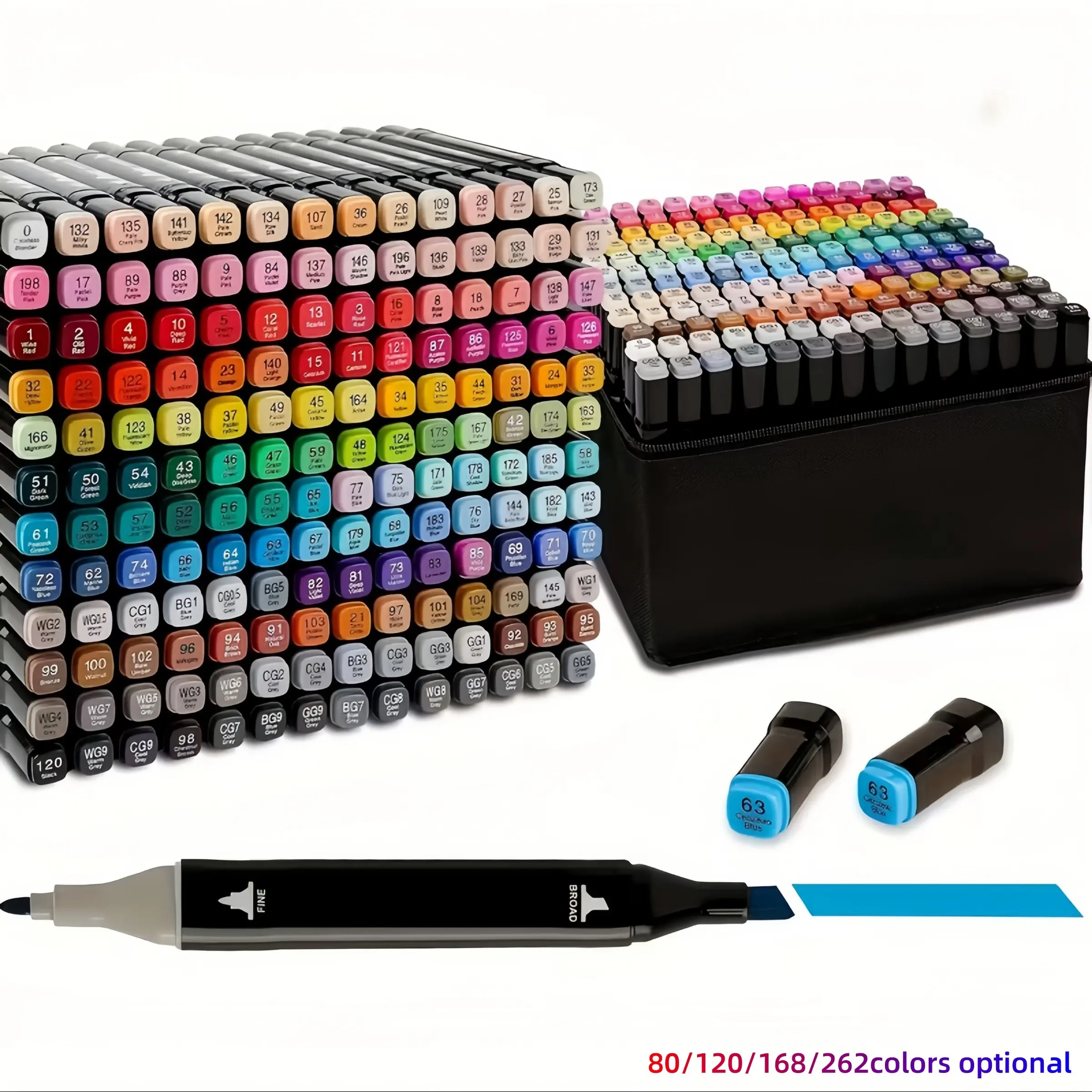 1 Set Dual Tip Marker Set, 80/120/168 Colors Art Markers, Art Tools. Great for adult drawing & sketching. Gift for boys, girls and young artists. Vibrant colors for coloring, detailing, writing and card making. Ideal fillers for Christmas, Easter