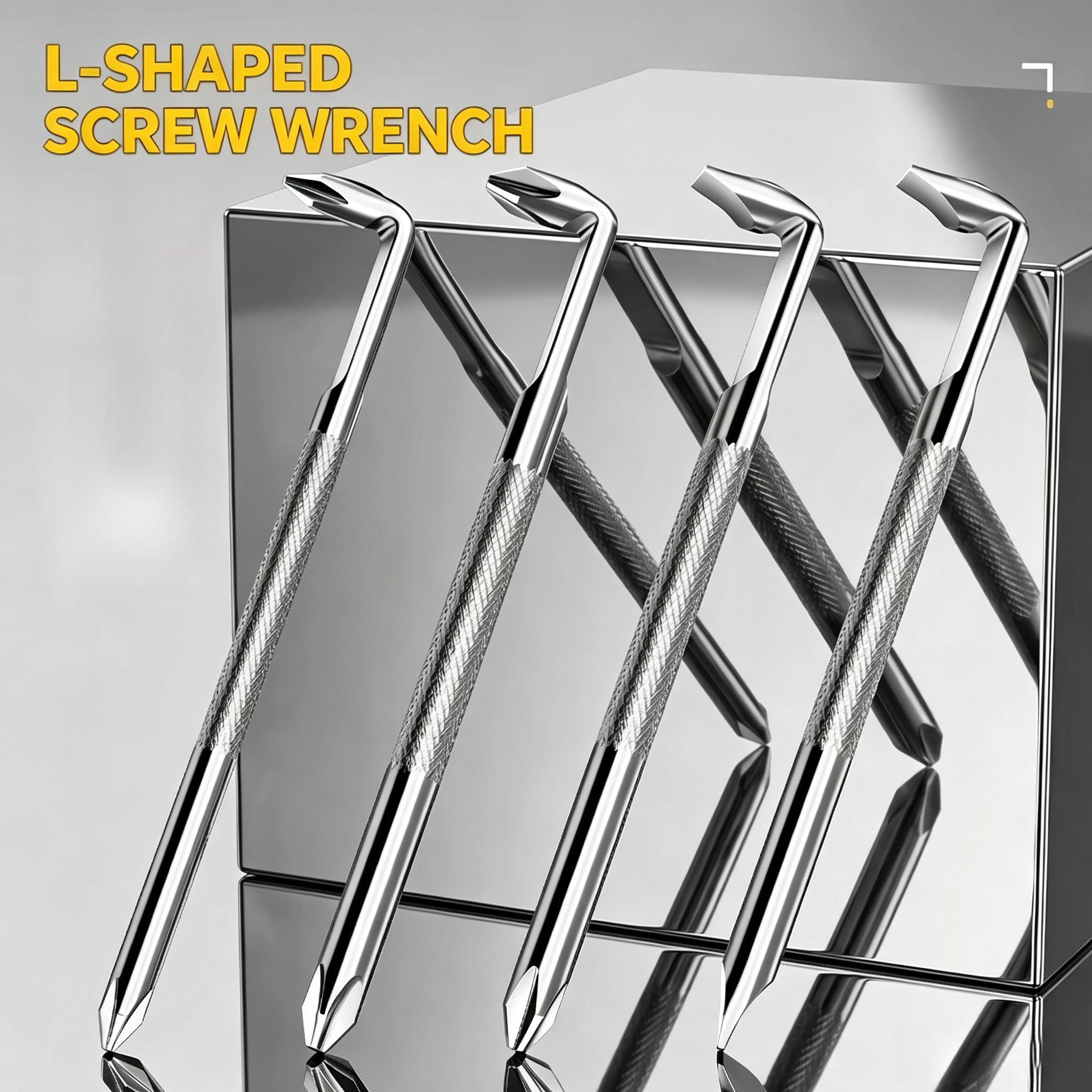 4PCS Offset L Screwdriver Tool, 90 Degree Right Angle Double End Phillips & Slotted Screwdriver Bits for Tight Hard-to-Reach Areas