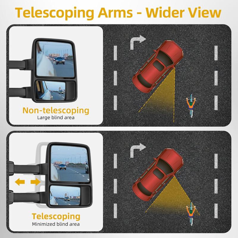 OEDRO Towing Mirrors compatible for 1999-2007 Ford F250 F350 F450 F550 Super Duty Tow Mirror Power Heated with Turn Signal Light 1999 2000 2001 2002 2003 2004 2005 2006 2007