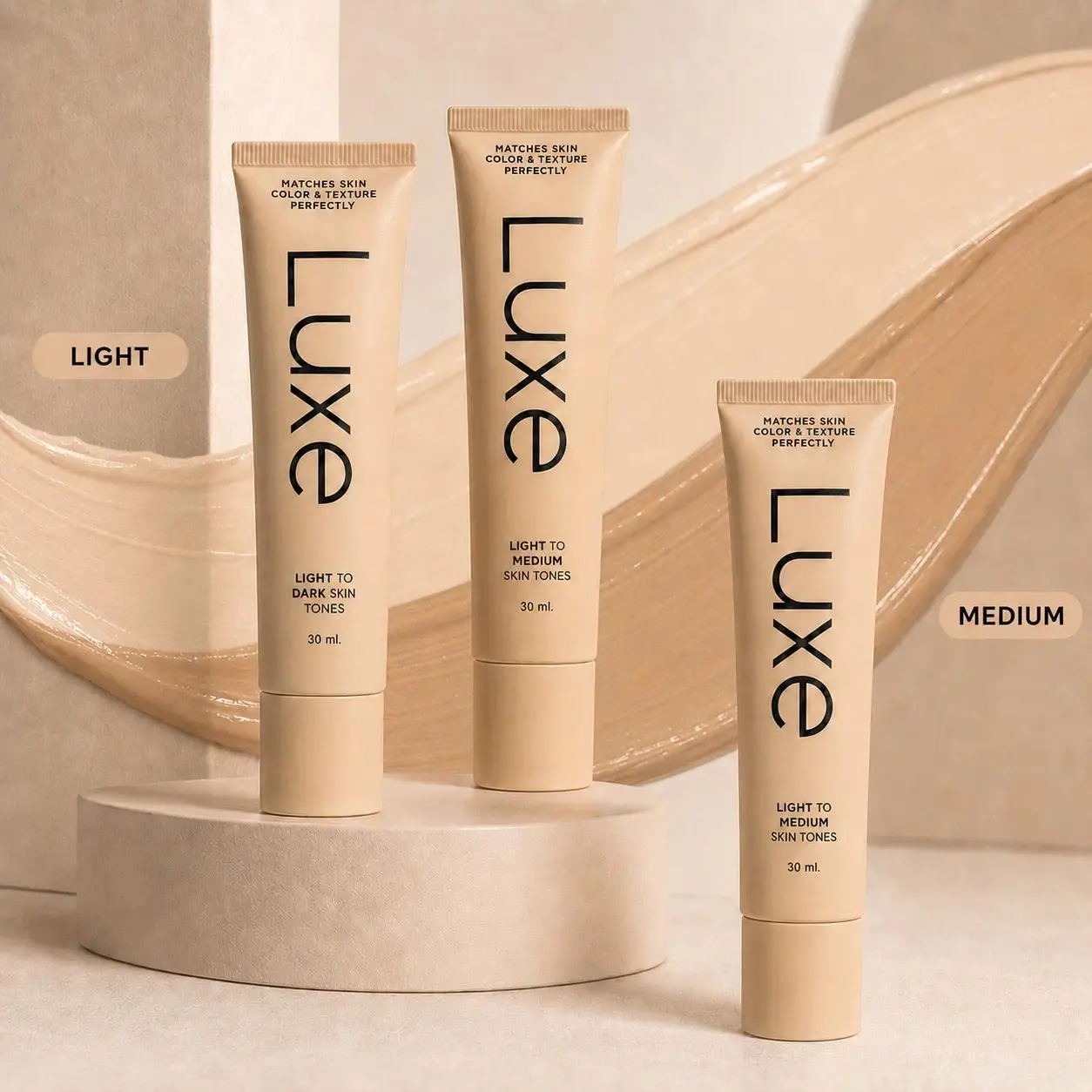 LUXE Color-Changing Foundation Skin Tone-Adapting Liquid Foundation for Face - Lightweight, Weightless Buildable Coverage, Natural Dewy Radiant Complexion, 12-Hour Wear, Smooth Second-Skin Finish (30ml)