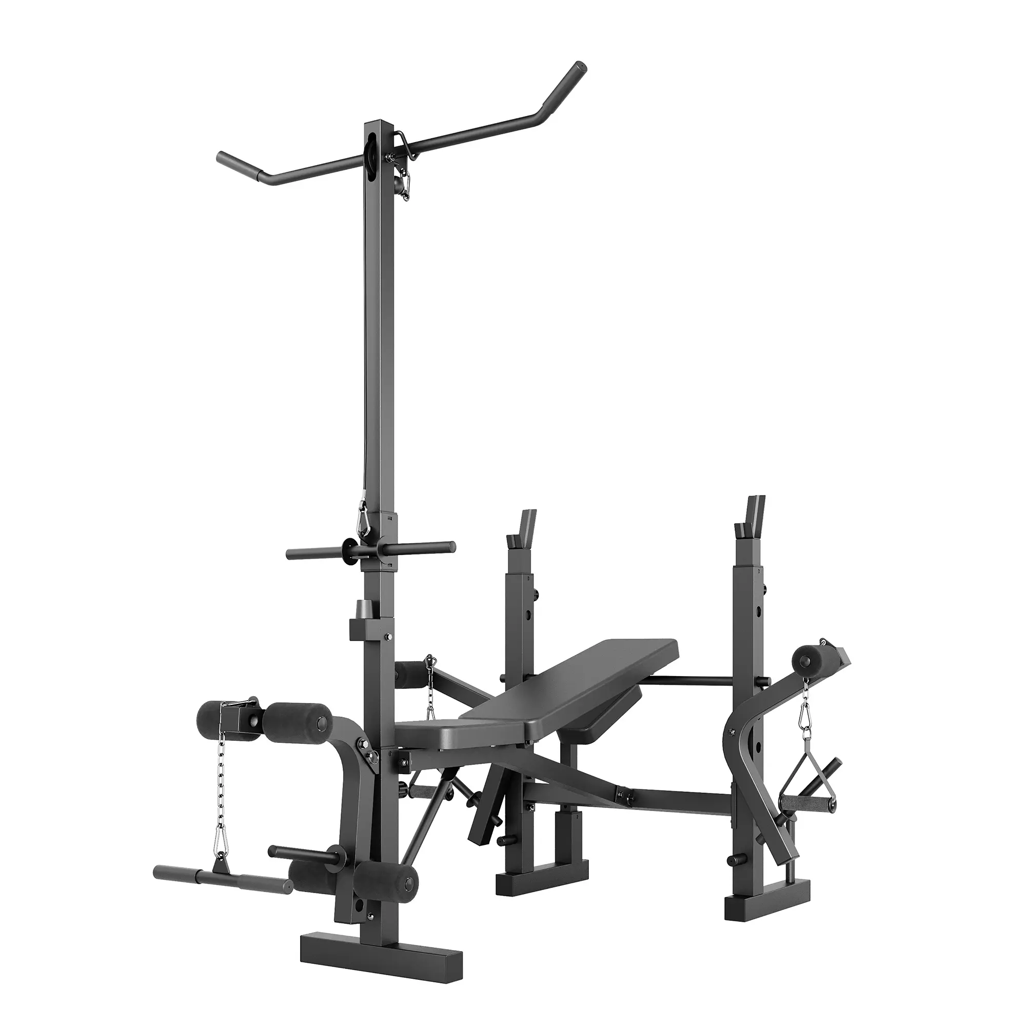 Garvee 8-in-1 Heavy Duty Multi-Position Adjustable Weight Bench with Steel Frame Squat Rack, Leg Extension, Preacher Wavy Pad - Portable Unisex Flat/Incline Home Gym Station for Full Body Strength Training