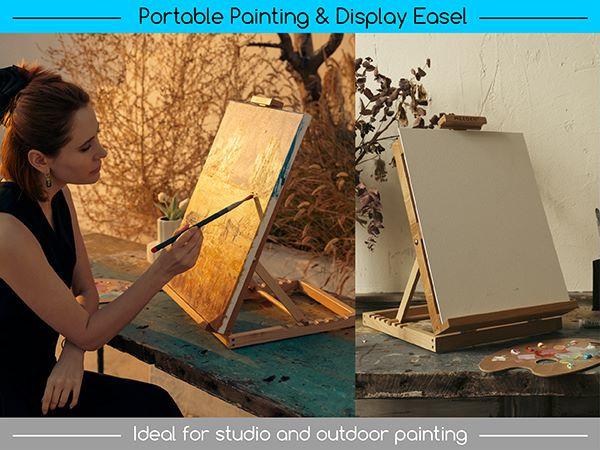 MEEDEN Art Heavy-Duty Tabletop Studio H-Frame Wooden Easel- Solid Beech Wood Adjustable Artists Desktop Easel for Artist, Beginners & Teens- Holds Canvas Art up to 23" High, Christmas, Blackfriday, Christmasgift,Gift Crafts Handcraft