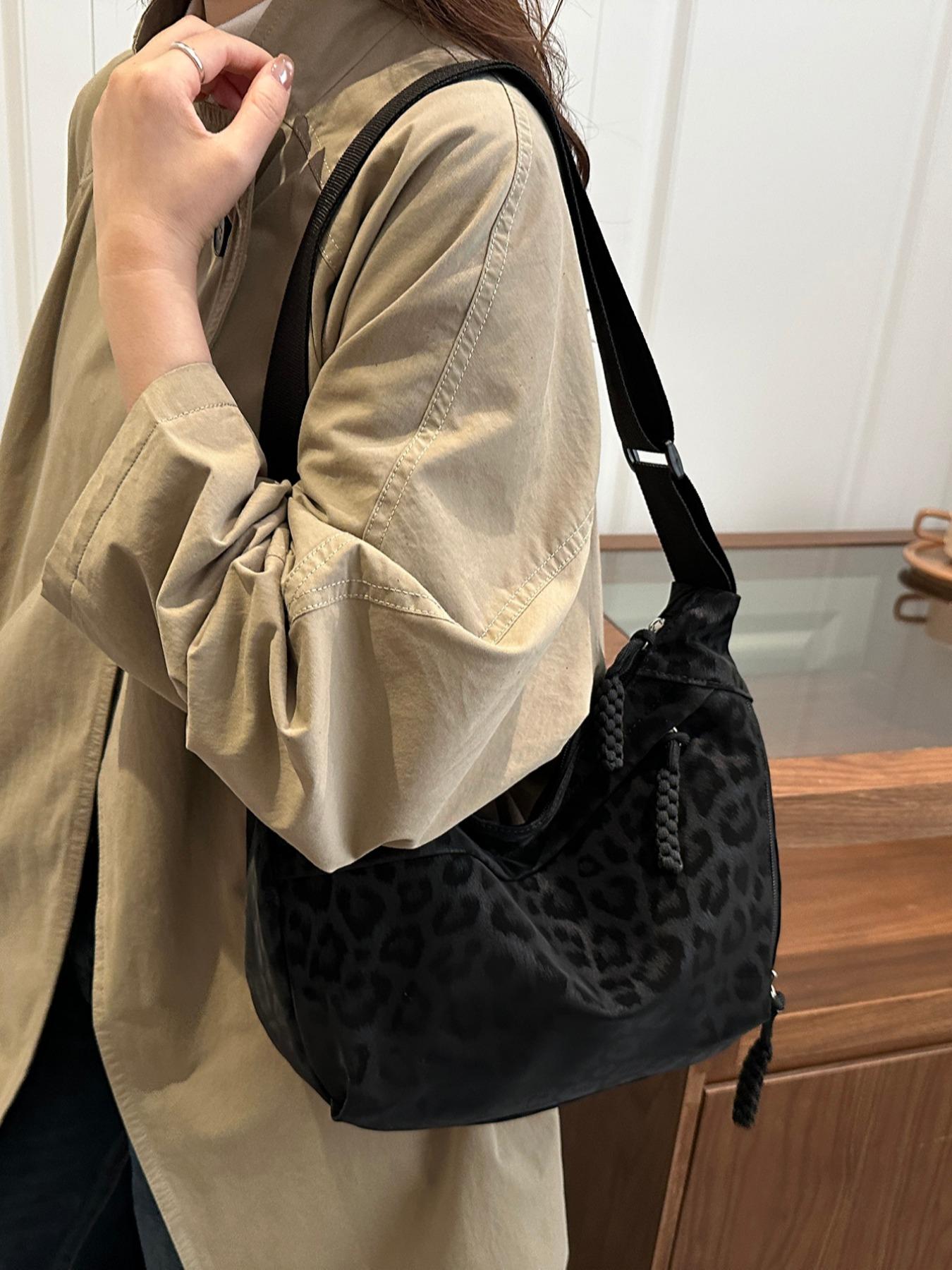 Leopard Print Suede Crossbody Shoulder Bag, Adjustable Strap, Large Capacity, Soft Material, Women's Commuter Bag, All Seasons, Casual Crossbody Bag, Fashion Crossbody Bags