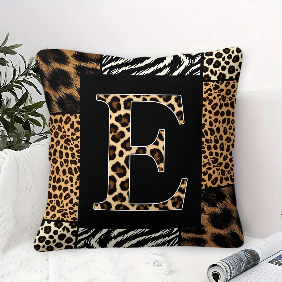 Boho Animal Print Letter Decorative Throw Pillow, Personalized Home Decor, All Season Use for Sofa Bay Window Cafe, With Pillow Insert, Ideal Housewarming Christmas Birthday Gift