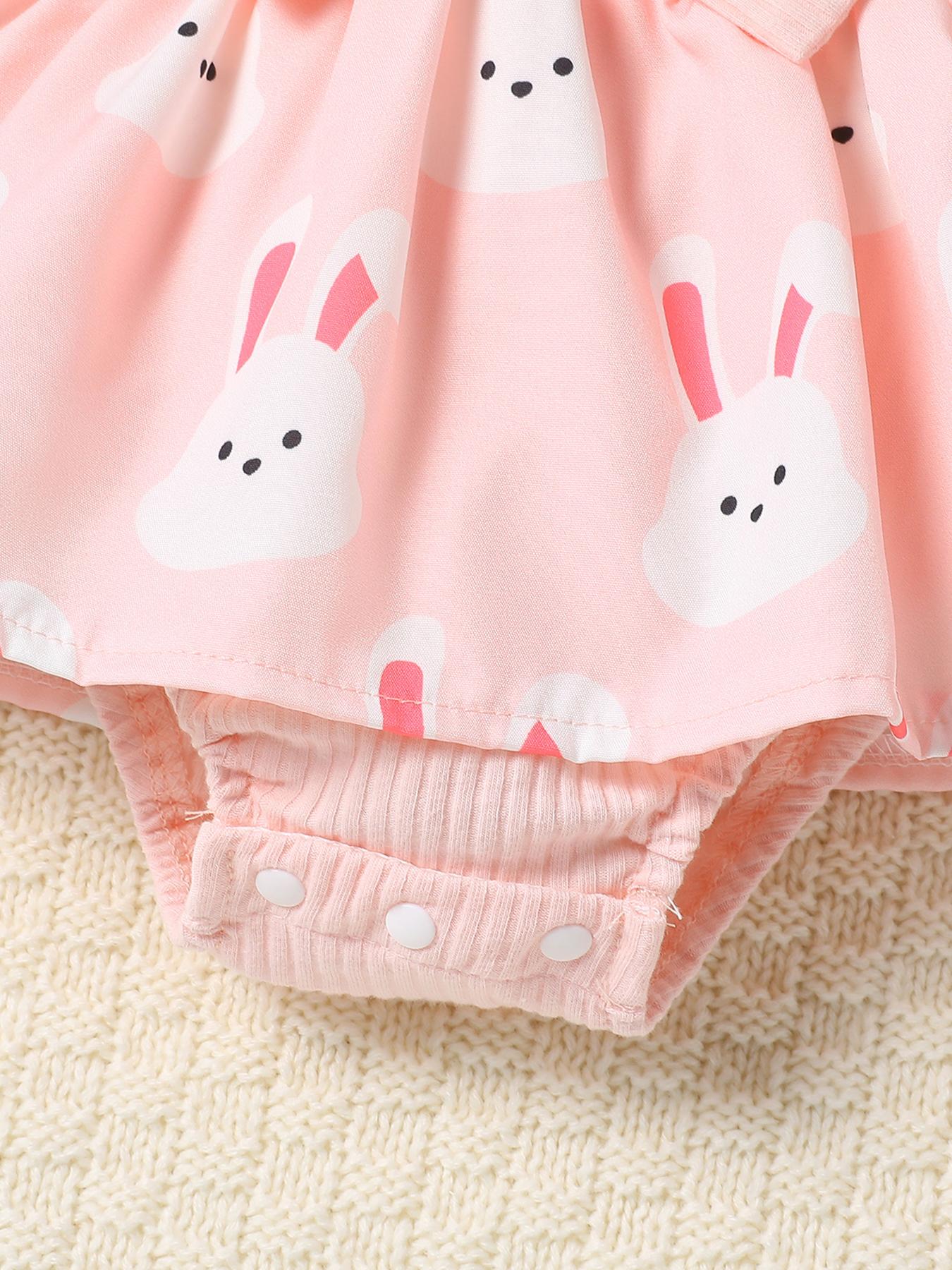 Baby Girls 2-Piece Clothes Rabbit Easter Cute Romper and Headband Pink Color Toddler Outfit for Spring #springtok