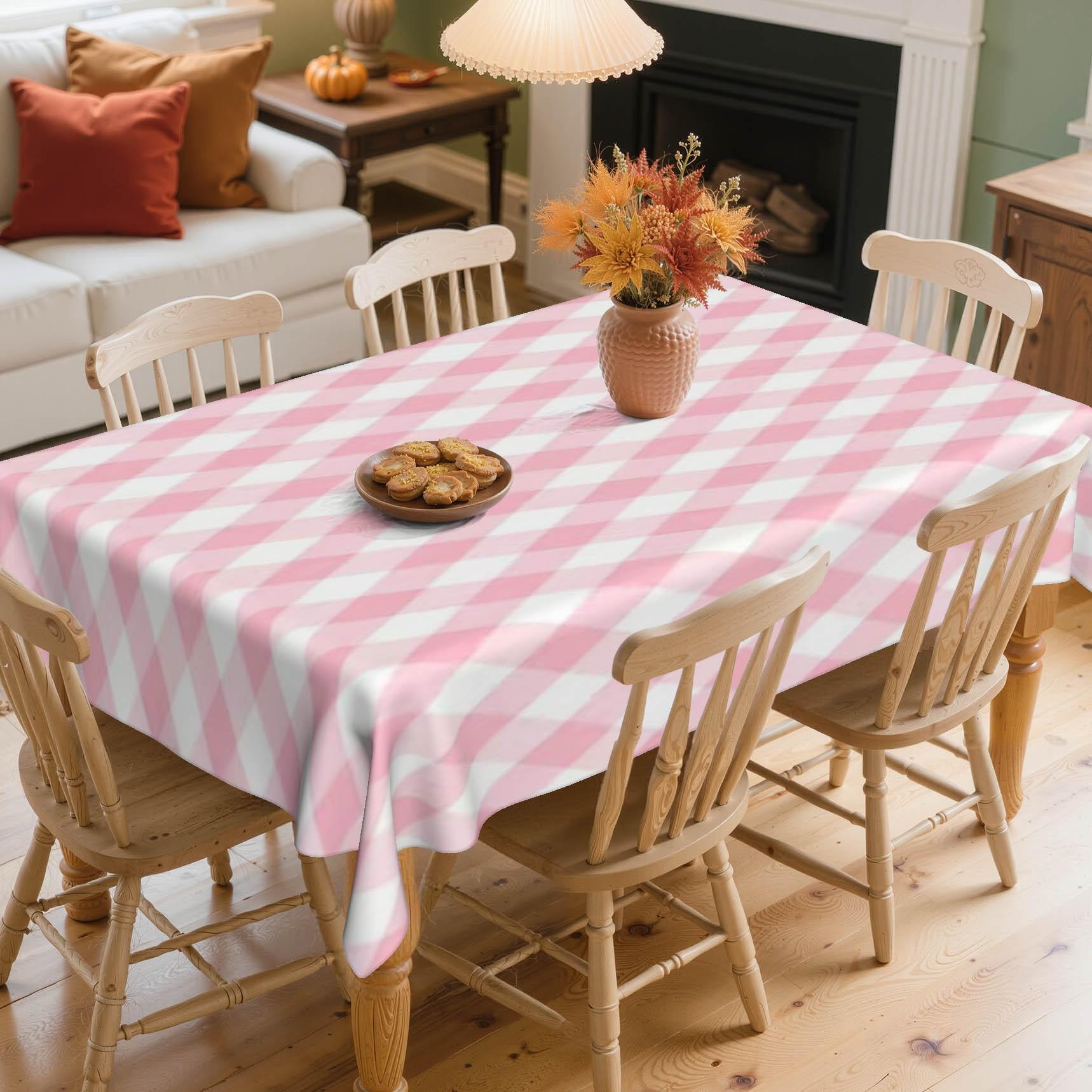 Plaid Style Tablecloth, 2D Fat Printing, Festival Party Tablecloth, Outdoor Camping Round Tablecloth, Kitchen Accessory, Ideal Gift