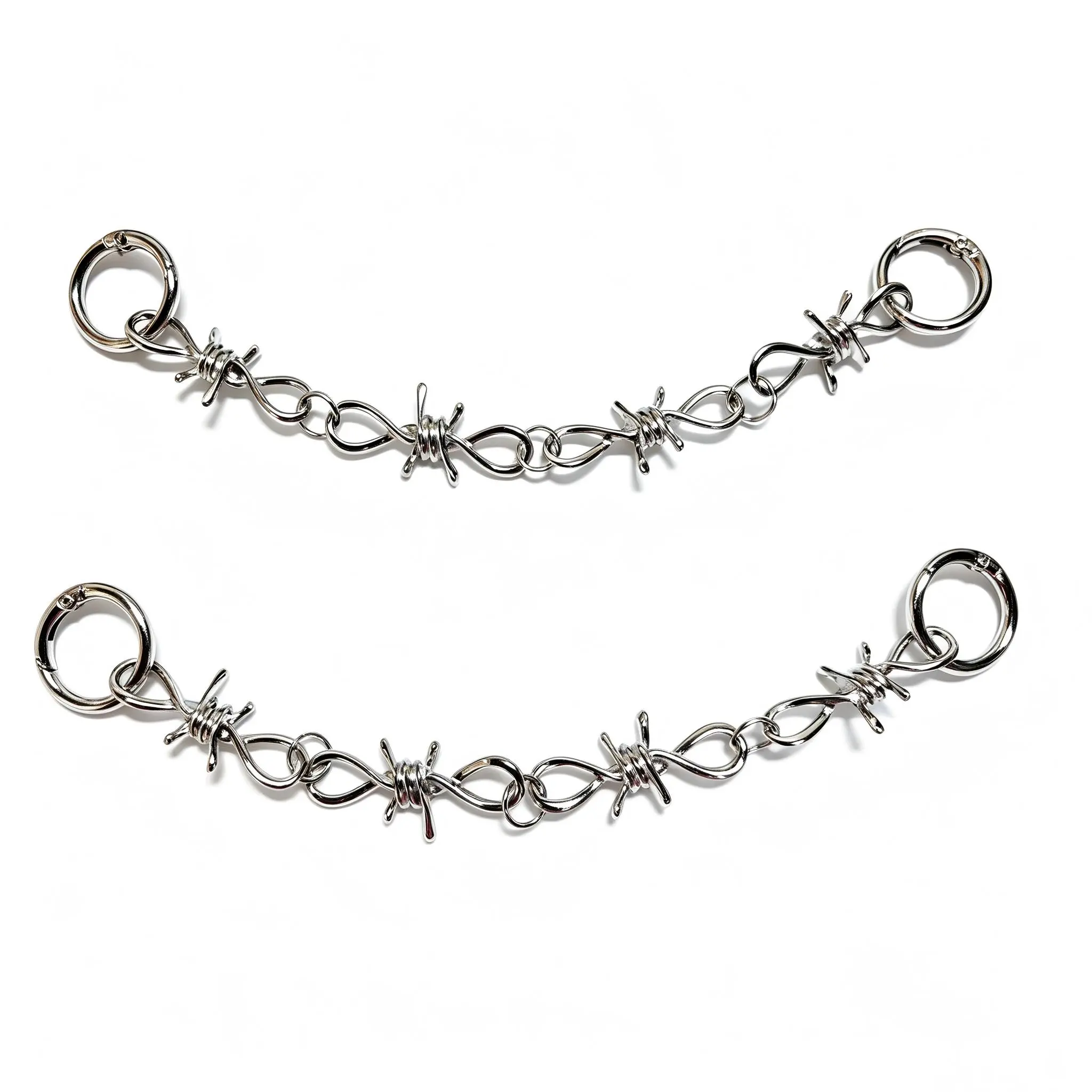 2Pcs Barbed Wire Style Metal Shoe Chain Charms, Detachable O-Ring Buckle DIY Shoe Decor Accessories, Punk Hip-hop Shoe Ornaments for Clogs, Sandals, Martin Boots, High-top Canvas Shoes & Sneakers, Cool Street Style Shoe Decor for Men Women