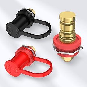 GJANSH Remote Battery Terminals 3/8" Stud Battery Jump Post with Cover 250A Battery Charging Post Kit Marine Battery Charger Jumper Post for Auto Truck Can-am,summervibes