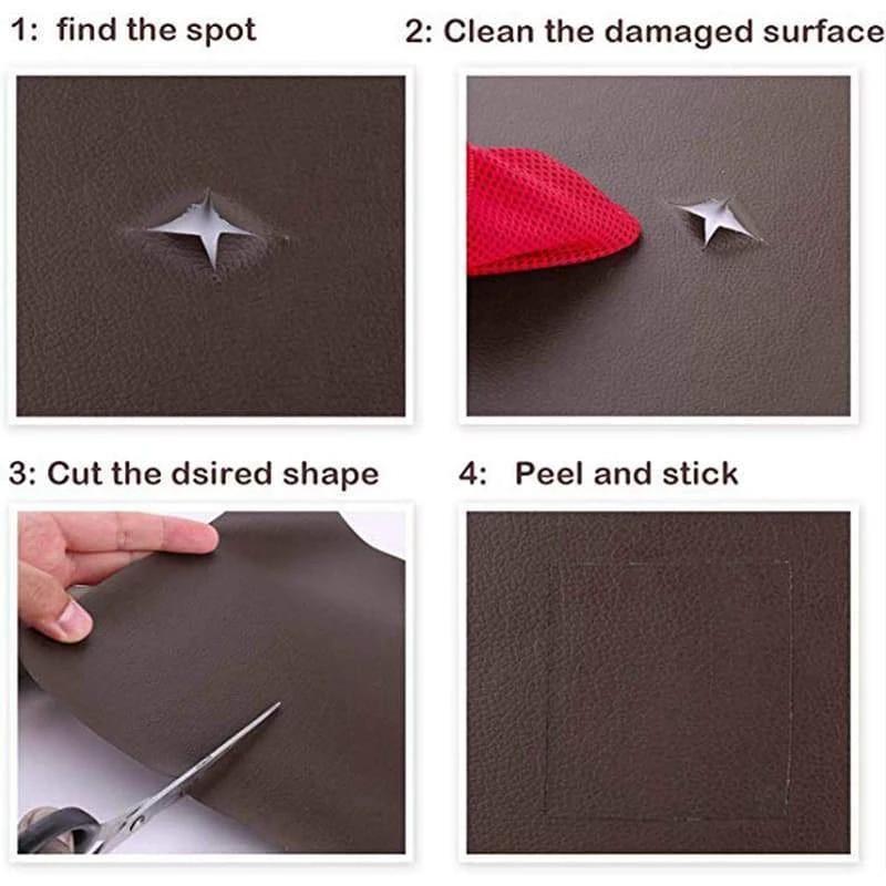 Self Adhesive Leather Repair Patch Kit, 50*137cm Large Vinyl Leather Repair Tape for Furniture, Car Seat, Couch, Sofa, Chair Black